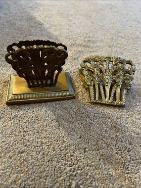 Vintage Brass Filigree Letter Holder and Clip - Gold Tone